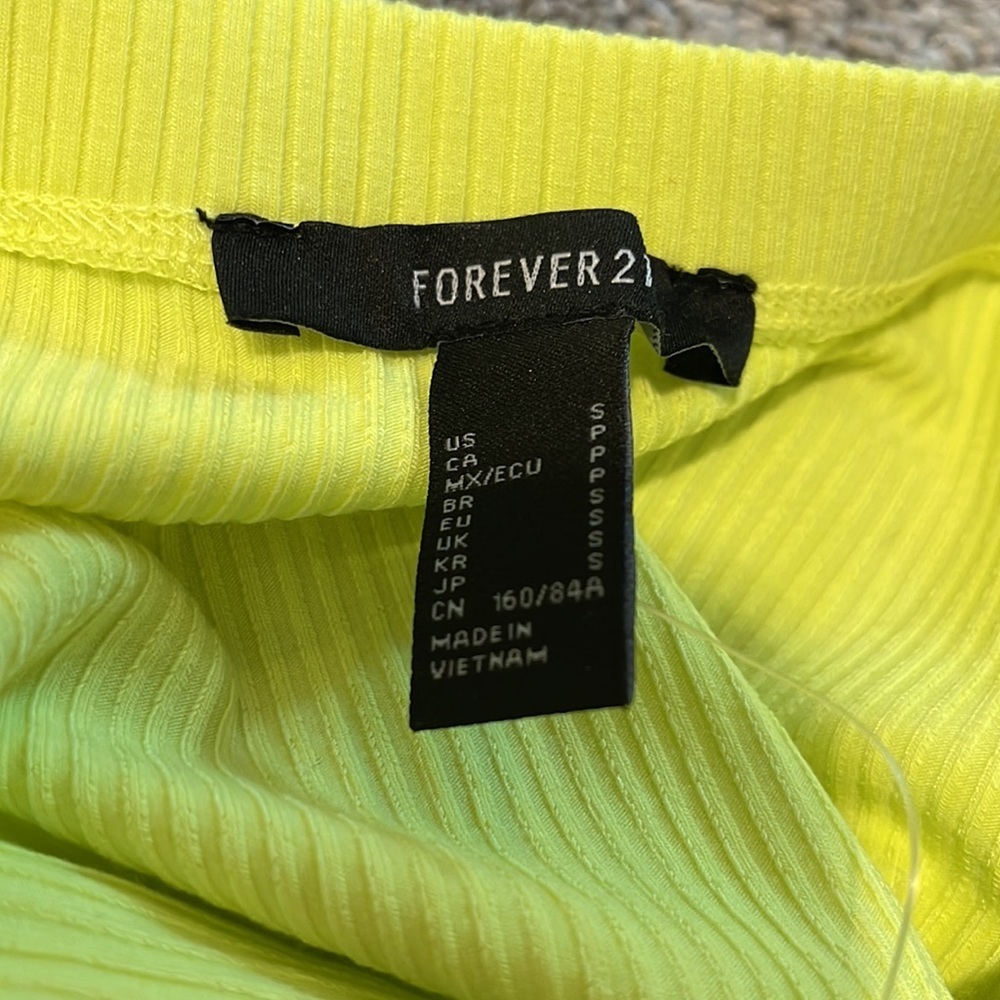 NWT Forever 21 Neon yellow green ribbed tube bodysuit - Picture 9 of 9